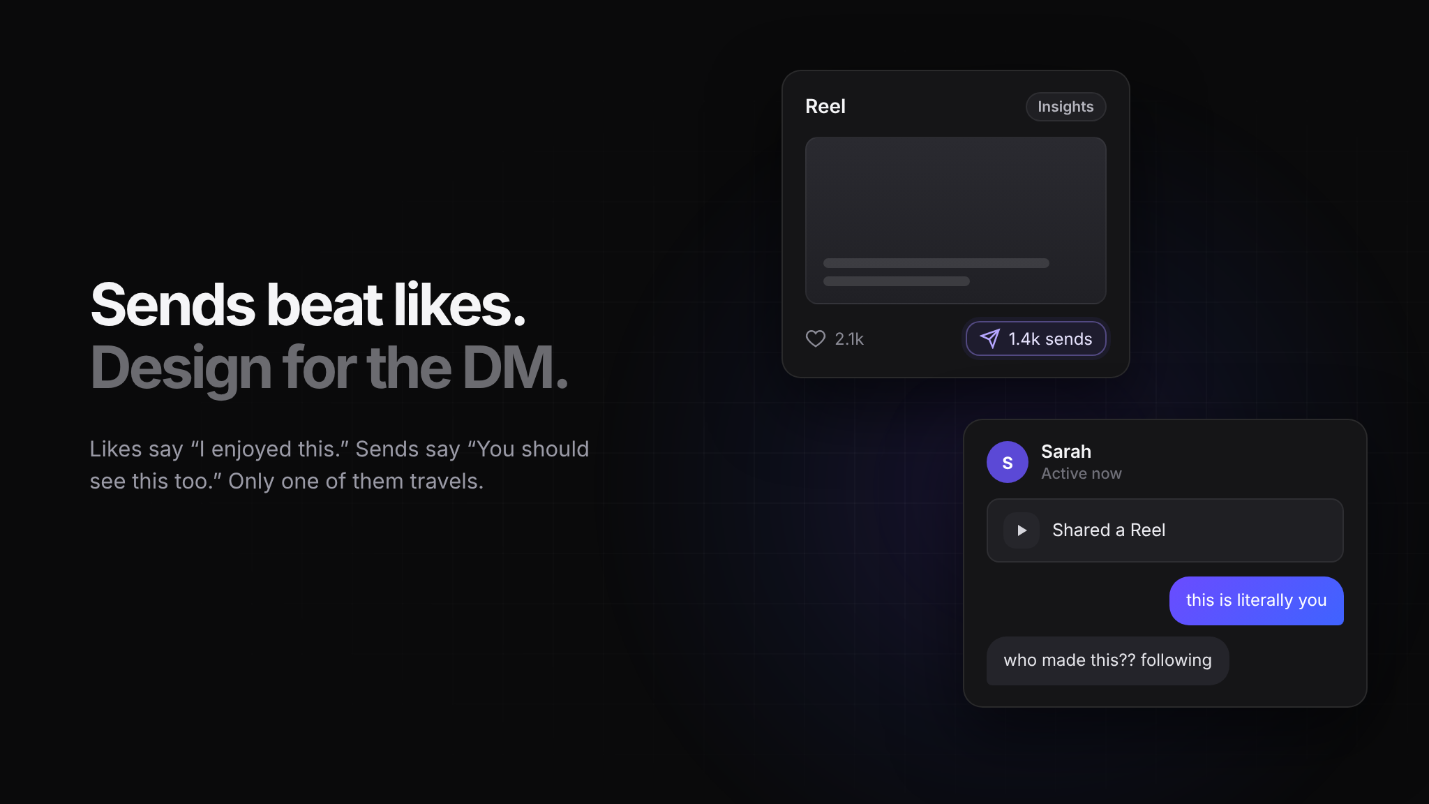 Sends beat likes. Design for the DM.